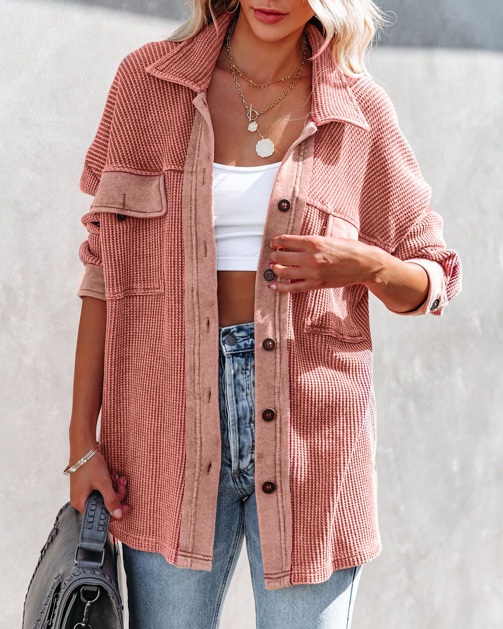 Fall Winter Lapels Single Breasted Splicing Coat in Jackets