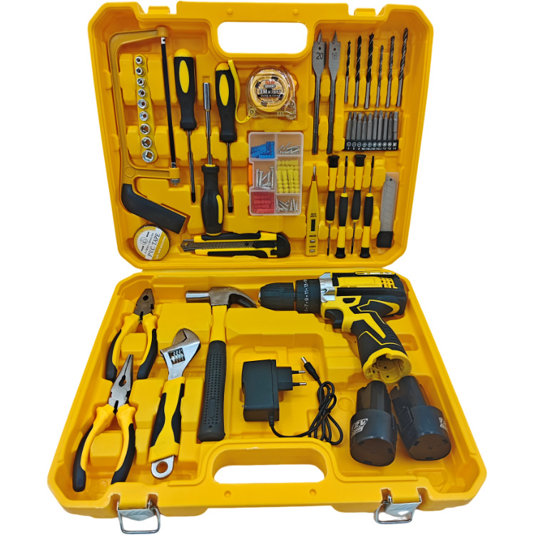 Ventas directas de fábrica transfronterizas 118 piezas de destornillador eléctrico de doble velocidad de impacto de litio conjunto de herramientas eléctricas