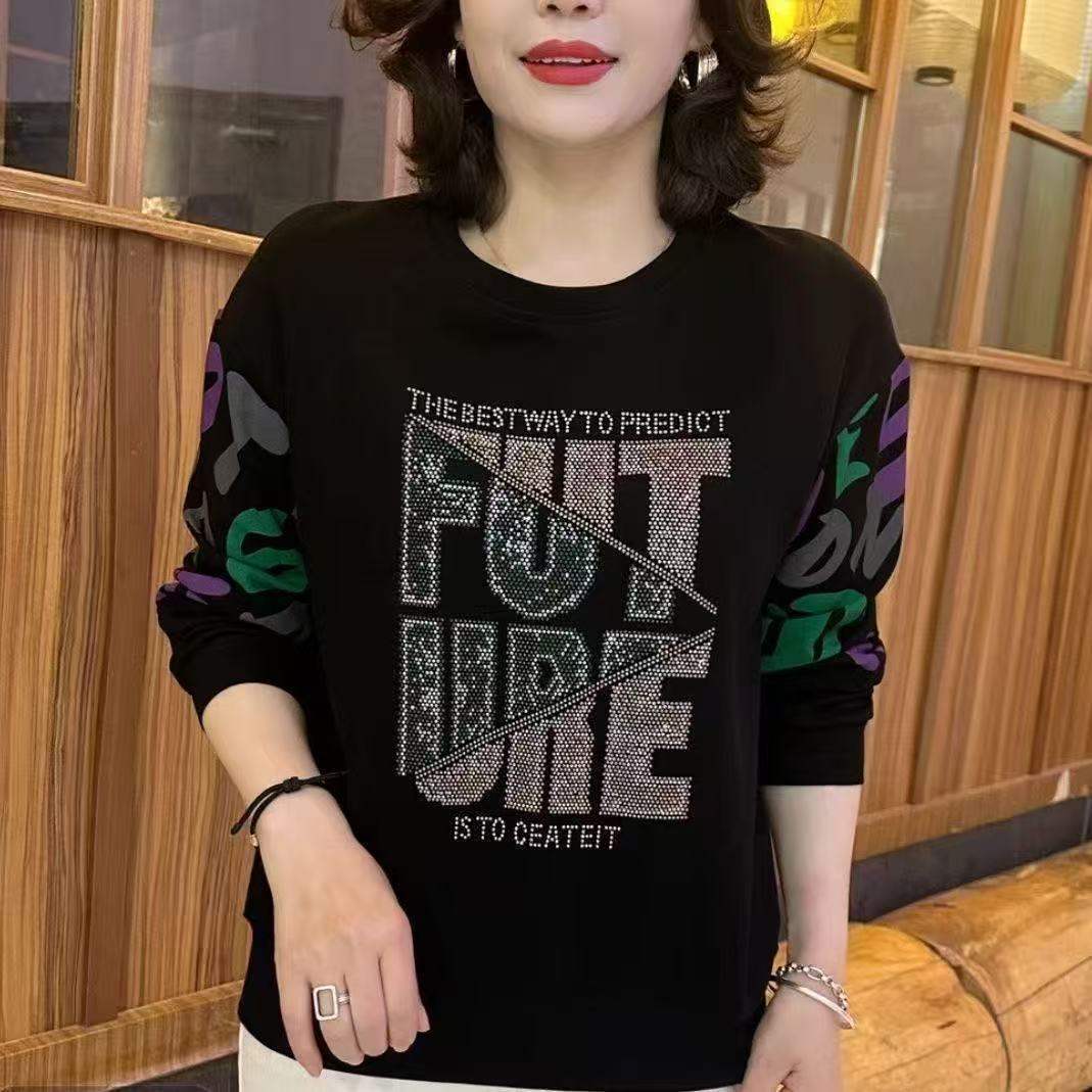 德绒保暖衣抖音女士长袖新款妈妈中年宽松小衫中年人 手机逛