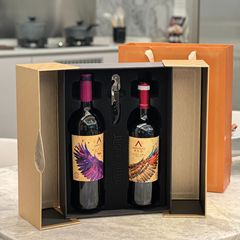 对开门红酒礼盒双支装配手提袋 通用现货双开门葡萄酒高档包装盒