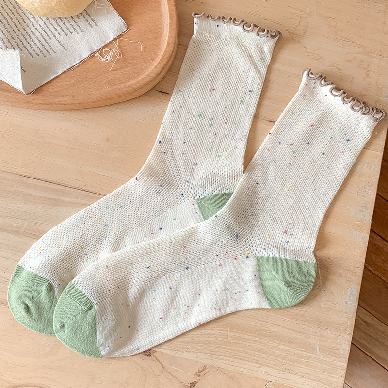 2025 primavera y verano nuevos productos japoneses verdes delgados calcetines de algodón transpirables anti-deslizante sudor calcetines de mujer frescas pila calcetines