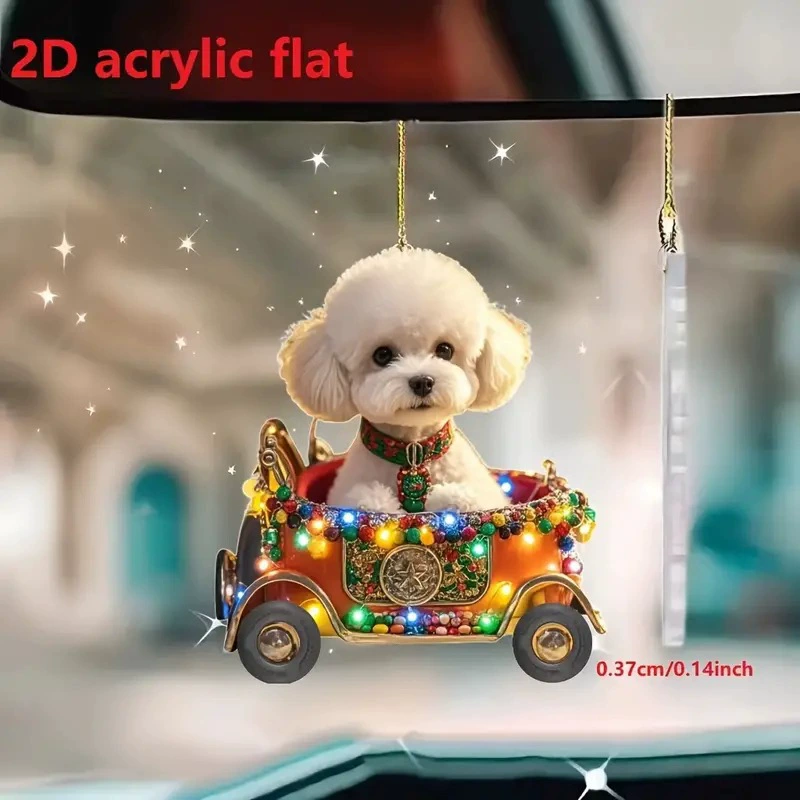 Рождественский акрилат Тедди щенок подвеска трансграничный плоский автомобиль внутри зеркало заднего вида украшения подвеска для вечеринки подвеска