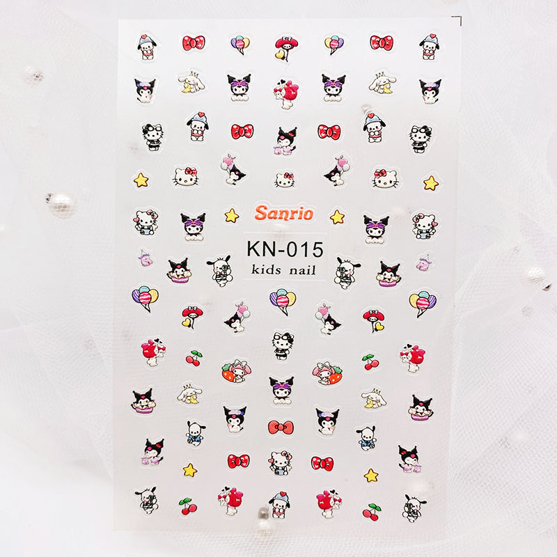 Children's Special 5D Embossed Cartoon Sanrio Ice and Snow Princess Nail Art Stickers Kolomi Meruti Nail Decal