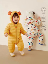 巴拉巴拉婴儿羽绒服冬季外出连体衣2023冬季男女宝宝新生儿加厚爬