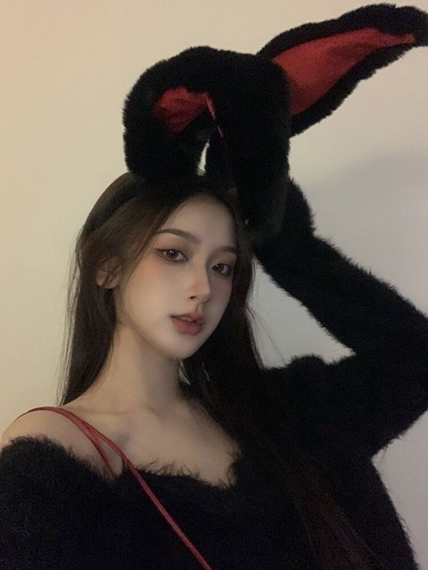 兔子耳朵发箍女款秋冬头饰红色新年发卡头箍兔女郎cos圣诞节装饰|undefined