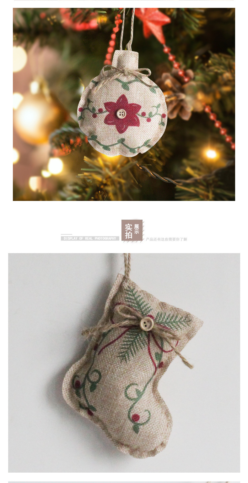 New Christmas Linen Printing Pendant Ornaments Wholesale Nihaojewelry display picture 3
