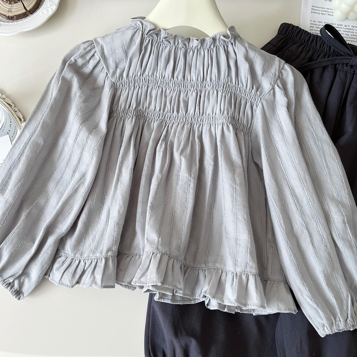 Mädchen Strickweste Mit Puppenkragenhemd Und Hose Set_voghion.com