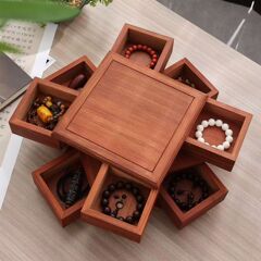 木製魯班回転ドライフルーツ箱純実木回転可能家庭ジュエリー収納箱手串箱収納物高級