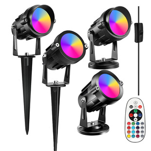 Cross-border Hot-selling RGBW Lawn Light Plug Light remote control courtyard landscape light wall art painting spotlight with plug
