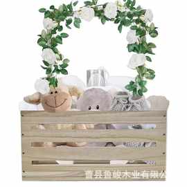新款木质婴儿用品淋浴箱家用儿童衣物玩具置物架新生儿衣帽架礼物