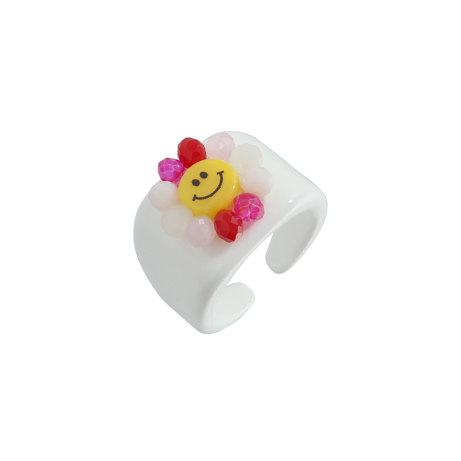 Cute Creative Smiley Face Color Opening Ring display picture 17