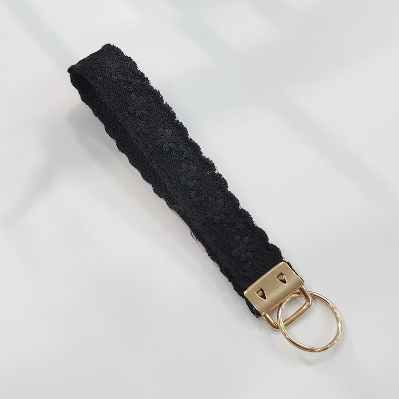 Handmade Lace Wristband Lanyard Double-Layer Canvas Phone Strap Vintage Floral Keychain Cute Car Keychain