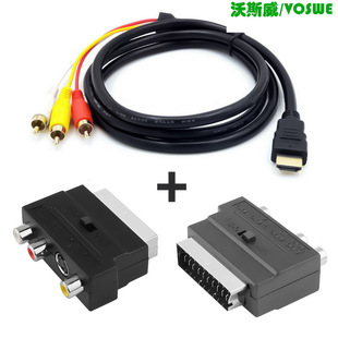 ����HDMI�DAV��3RCA��ɫ僽�SRT�D3R AV�D���^IN Out�͒߰��^HDMI