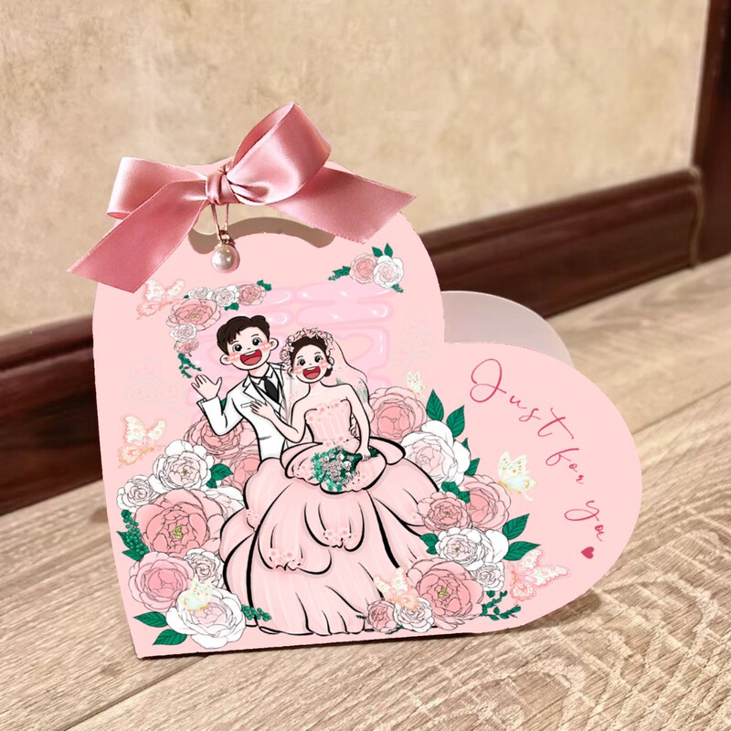 ネット赤手描き喜糖箱喜糖袋かわいい手描きイラスト婚約結婚領収書糖果箱手提げテーブル糖箱|undefined