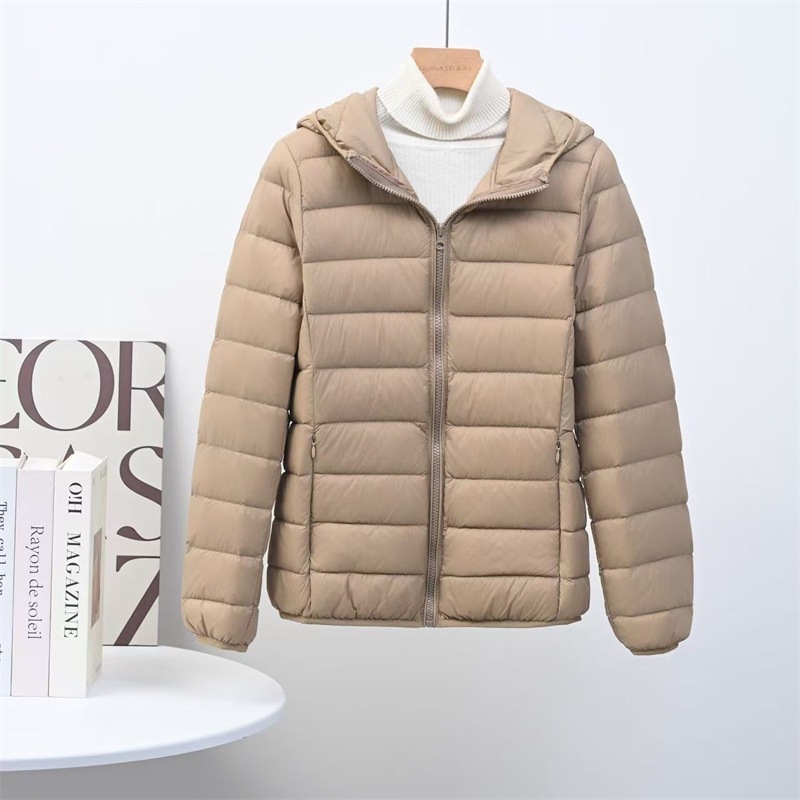 跨境2025秋冬新款轻薄款羽绒服女短款连帽白鸭绒修身大码轻便外套|undefined