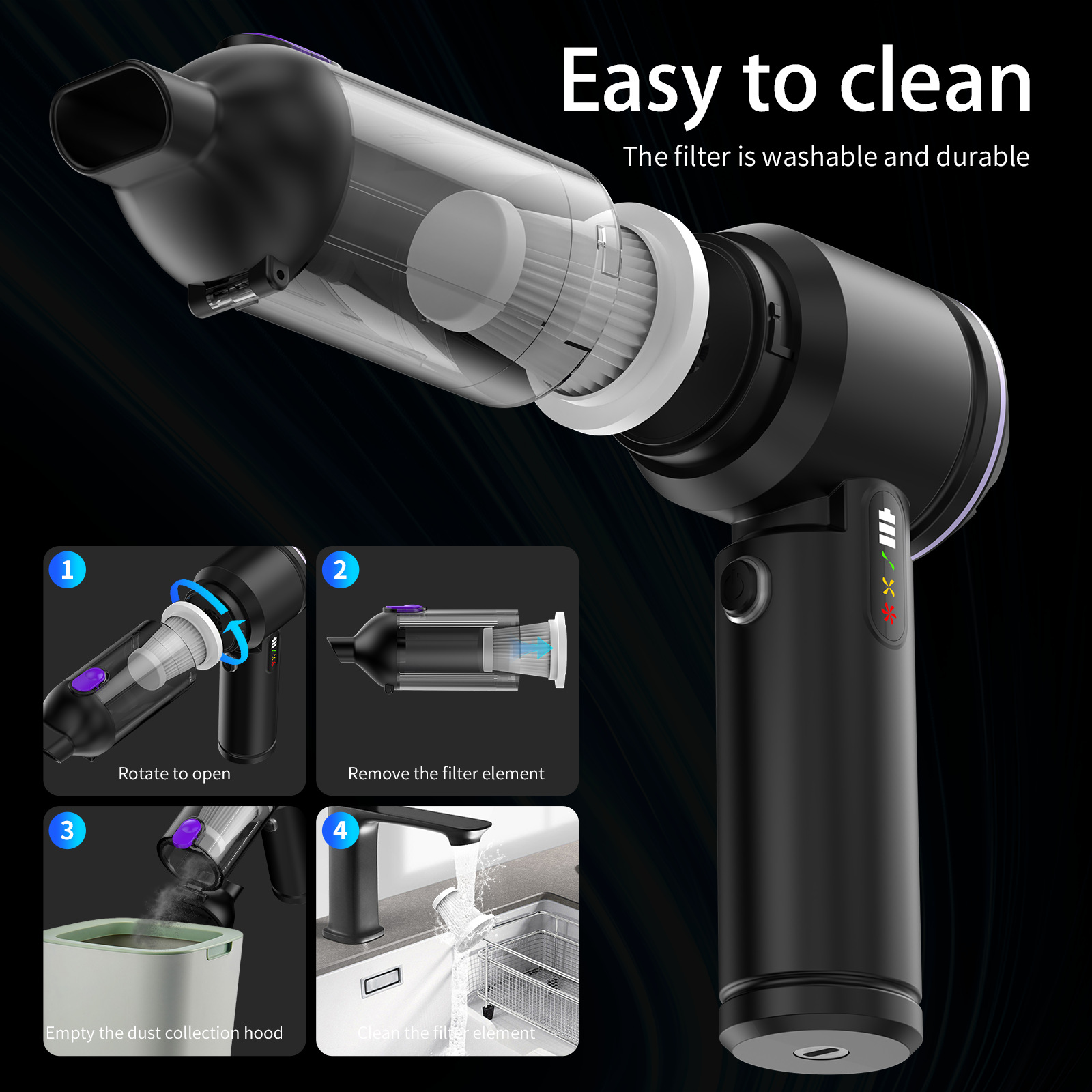 Cross-Border Car Vacuum Cleaner Multi-Functional Brushless Home and Car Dual-Purpose Handheld High-Suction High-Power Car Vacuum Cleaner
