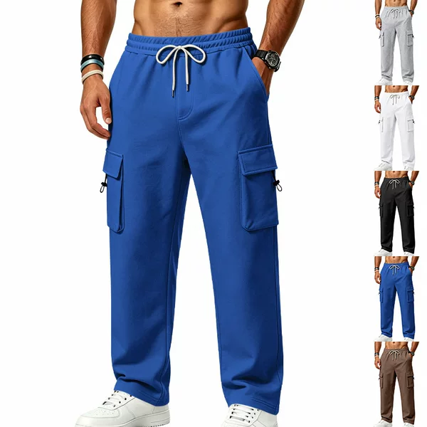 Cross-Border Men's American-Style Terry Work Sweatpants Amazon Autumn Casual Loose Multi-Pocket Straight-Leg Work Pants
