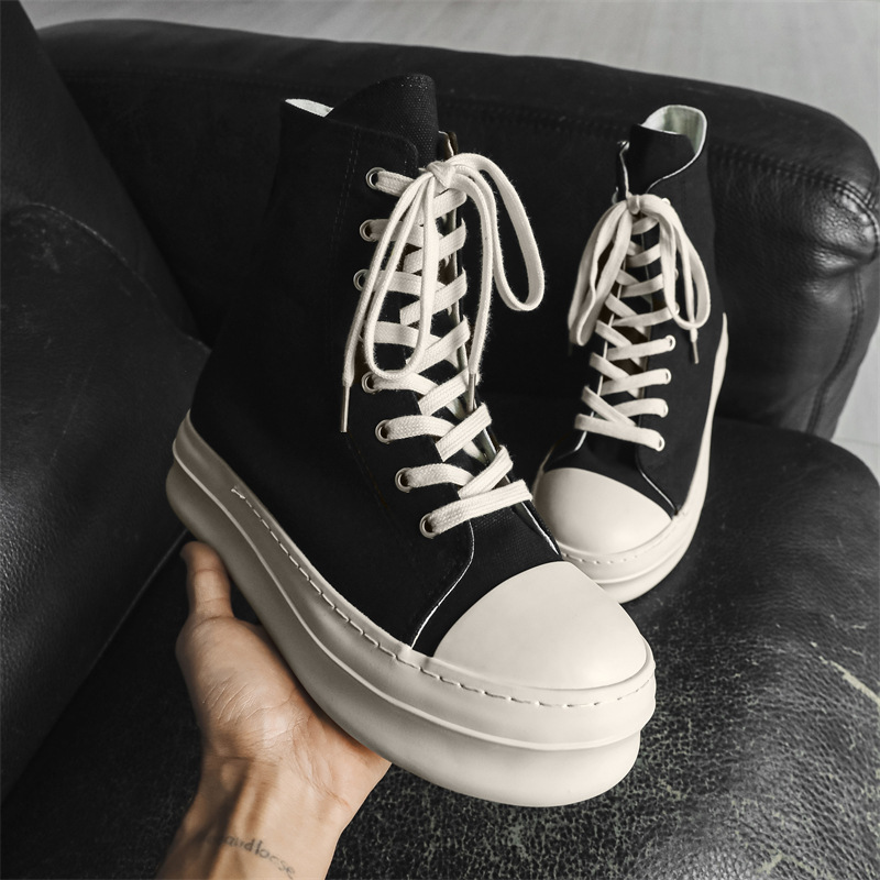 Men's Shoes Niche Couple Ins Spring and Autumn American Style High-Value Thick-Soled Height-Increasing Rap High-Top Casual Non-Slip Sneakers