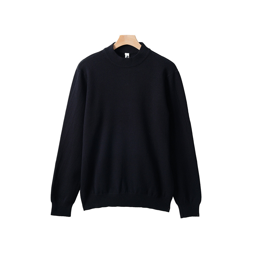 Otoño y invierno de los hombres 2025 transfronterizos amazon viejos camisetas cálidas lujosas con medio suéter de color sólido camisa de base