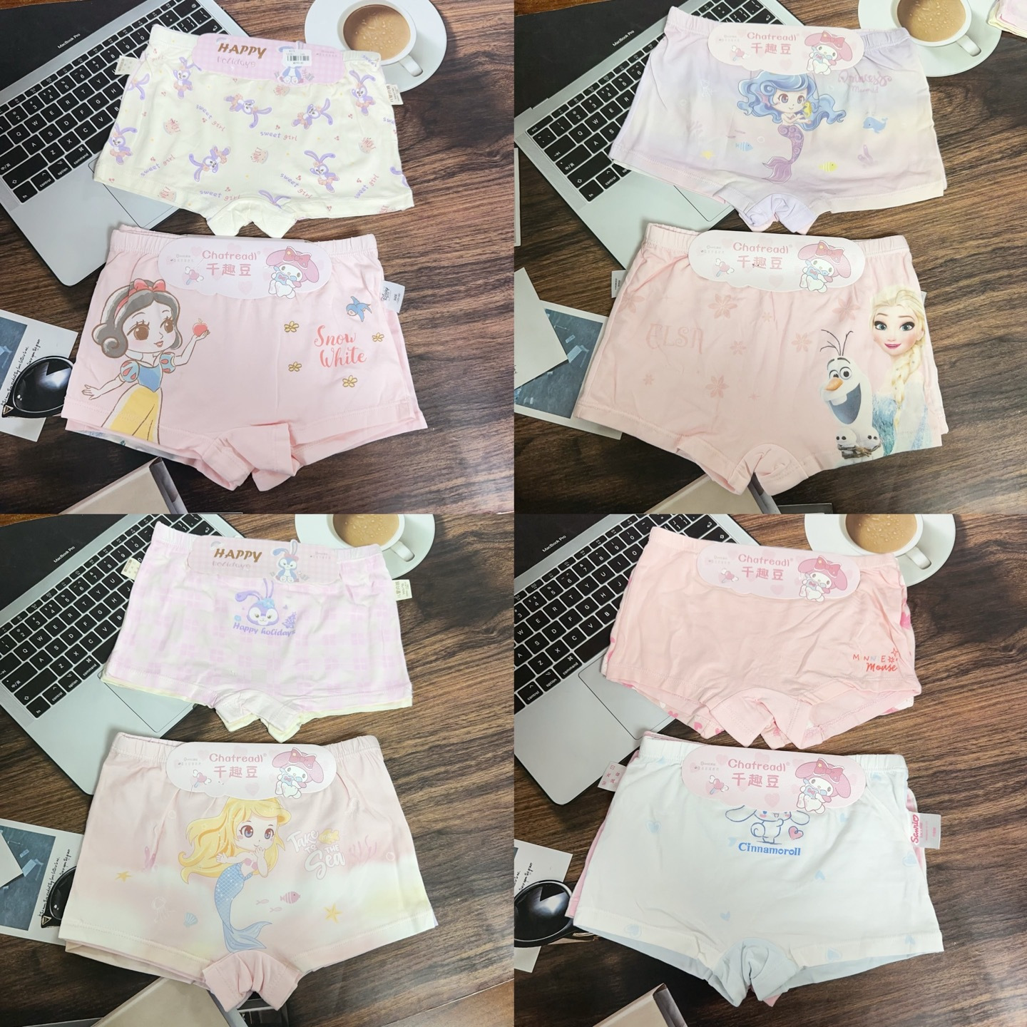 Qianqudou Cardboard Girls' Boxer Briefs Pure Cotton Modal Boxer Briefs Brand Girls' Underwear Wholesale