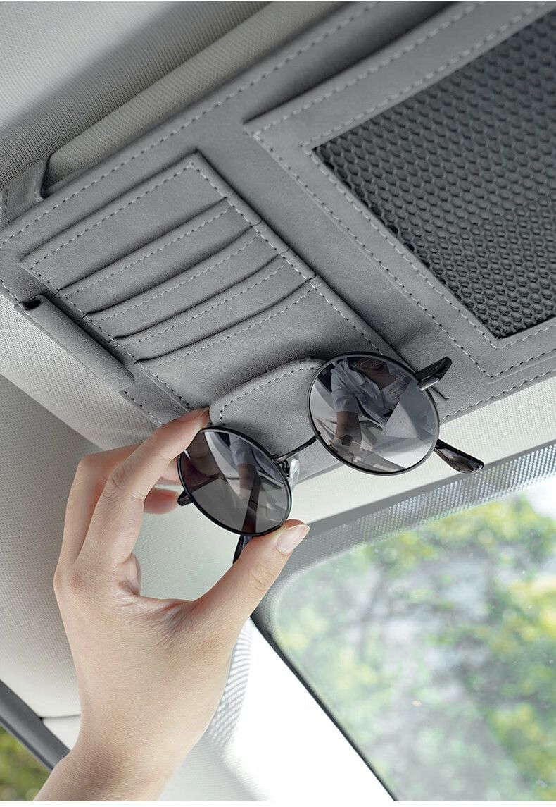 Car Sun Visor Glasses Holder Bill Holder Multifunctional Certificate Holder Storage Bag Suede Simple Bill Holder Universal