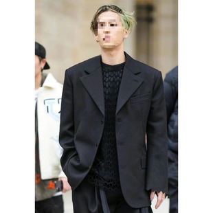 Jackson Wang's Same Style Black Silhouette American Blazer with a Sense of Design, Fashionable and Elegant Men's Blazer, Other Styles