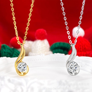 Cross-border wholesale European and American explosions high-grade girls moissanite hook necklace sterling silver jewelry female niche design