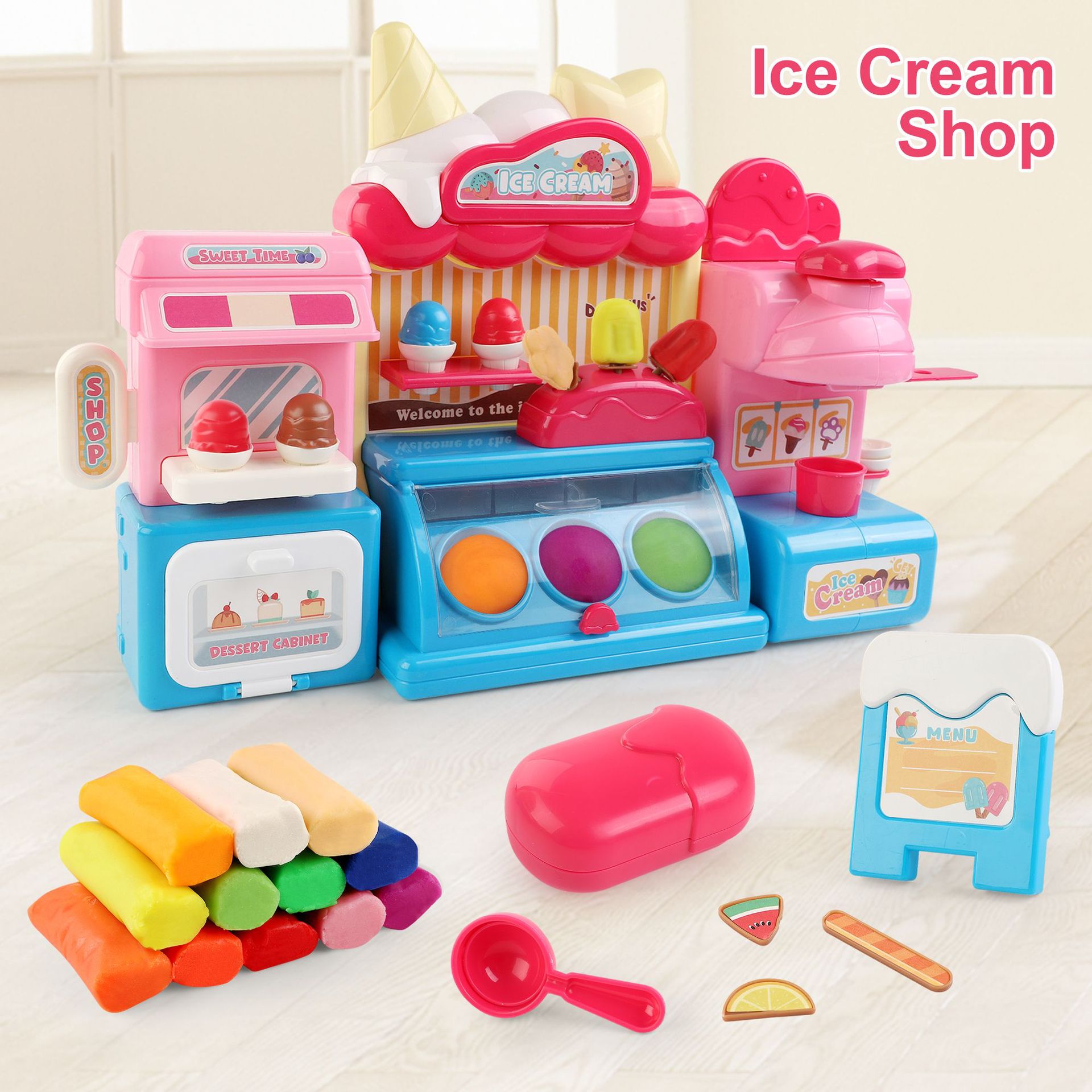 Ventas transfronterizas calientes lindas helados de barro de color para niños a través de casa heladería interactiva juego de barro de color juguetes de rompecabezas image 3