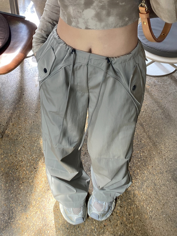 美式复古工装裤女春秋2025新款阔腿裤夏季薄款宽松休闲直筒裤子潮|undefined