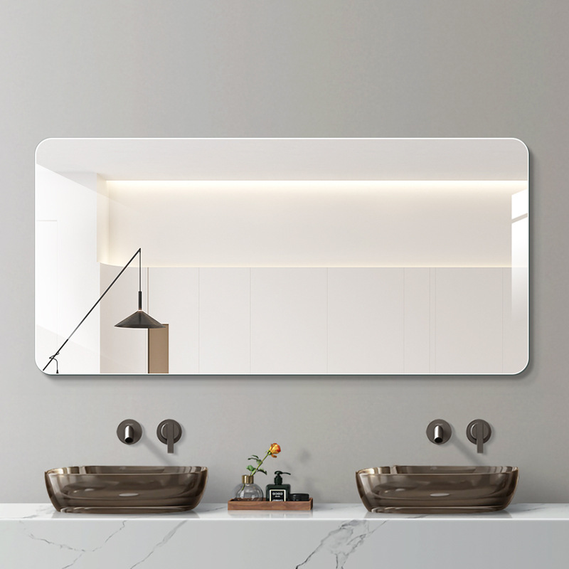 Rounded Bathroom Mirror Wall Hanging Simple Modern Frameless Mirror Toilet Mirror Toilet Mirror Paste Mirror Silver Mirror