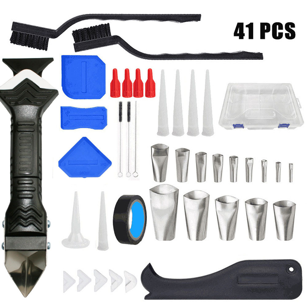 41件套盒装美缝工具填缝喷嘴涂抹密封胶修整去除刮刀刮板