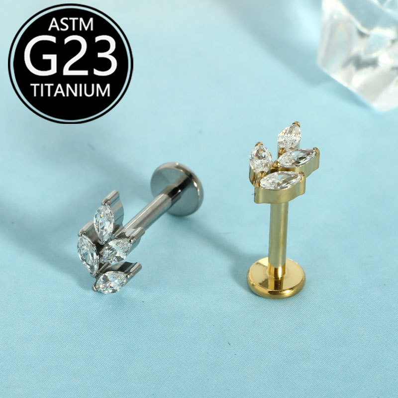 Pointed titanium steel lip stud product view