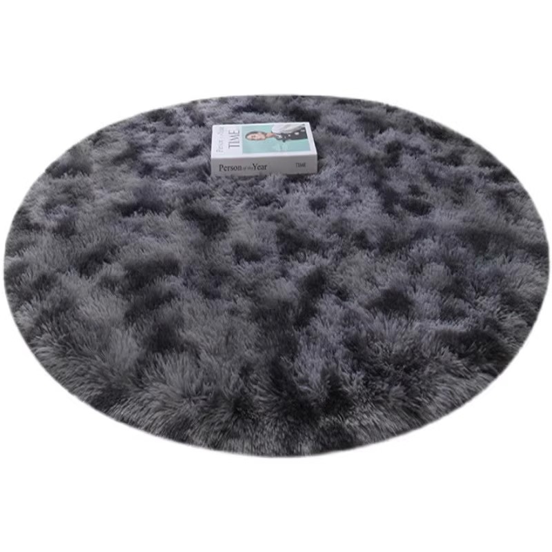 Alfombras redondas de seda tiñidas transfronterizas para hogares espesar alfombras de suelo para sillas de computadora para dormitorios para sofá de sala de estar para mesa de té