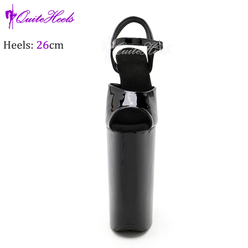 Giày sandal cao gót đế xuồng gót siêu cao 26 cm dành cho múa cột trình diễn sân khấu — đen, đen câm, màu tím nhạt, màu hồng chi tiết 8