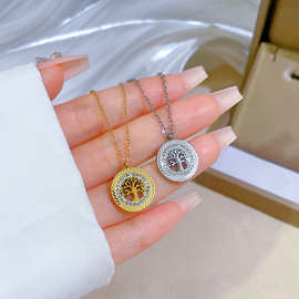 【通体钛钢】轻奢生命树极简风炉内真金项链女ins网红锁骨链配饰
