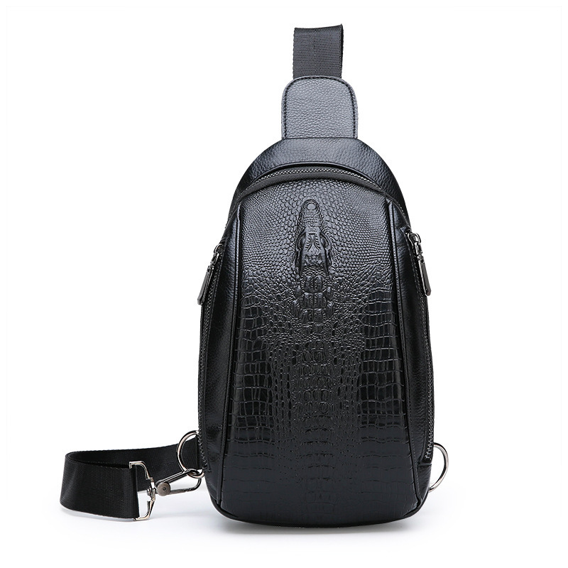 New Cross-border Crocodile Pattern European And American Embossed Men's Shoulder Casual Chest Bag, Trendy Backpack_voghion.com