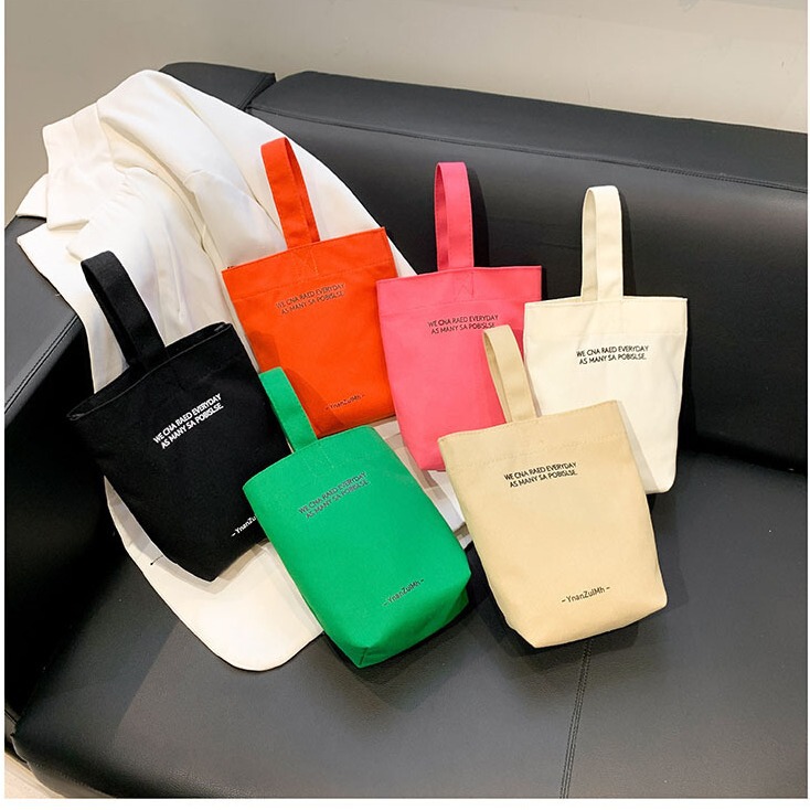 Portable Canvas Bag, Bucket Bag, Lunch Bag, Simple and Versatile, Artistic Letters Portable Canvas Bag, Bucket Bag, Lunch Bag, Simple and Versatile, Artistic Letters