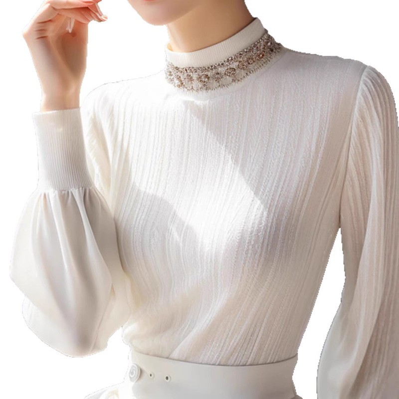 今年人気の美しいデザインニッチインナー秋冬白レースボトムシャツフレンチトップ|undefined