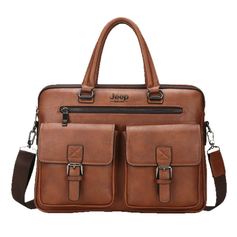 Business laptop bag, capacious document briefcase, adjustable shoulder strap, 38×28×7 cm