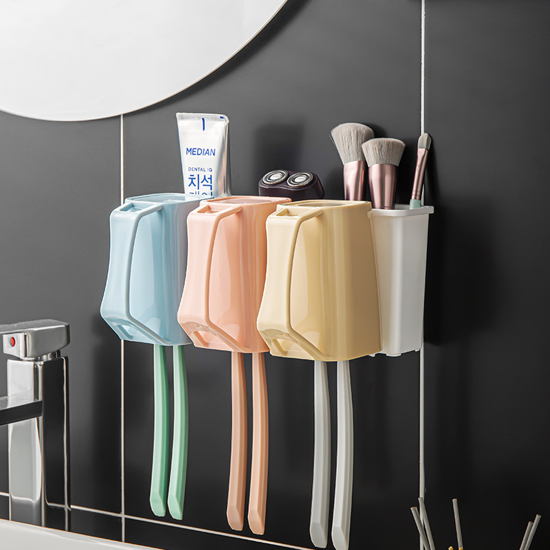 Portacepillos de dientes para baño, sin taladro, con capacidad para tres o cuatro vasos, creativo, moderno, con ventosa.