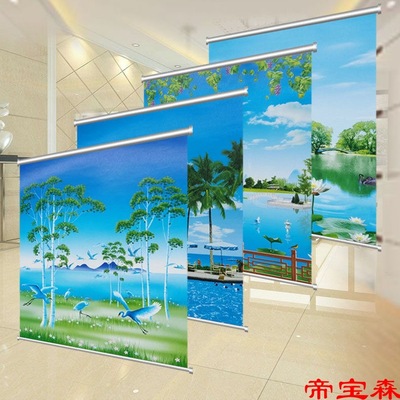 Rolling curtain curtain Lifting Windows kitchen partition bedroom a living room TOILET sunshade Punch holes shading waterproof