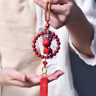 [Red Sand Deer Car Hanging] Cinnabar Boutique High Content Original Design Car Hanging There Is You All the Way Source Manufacturer