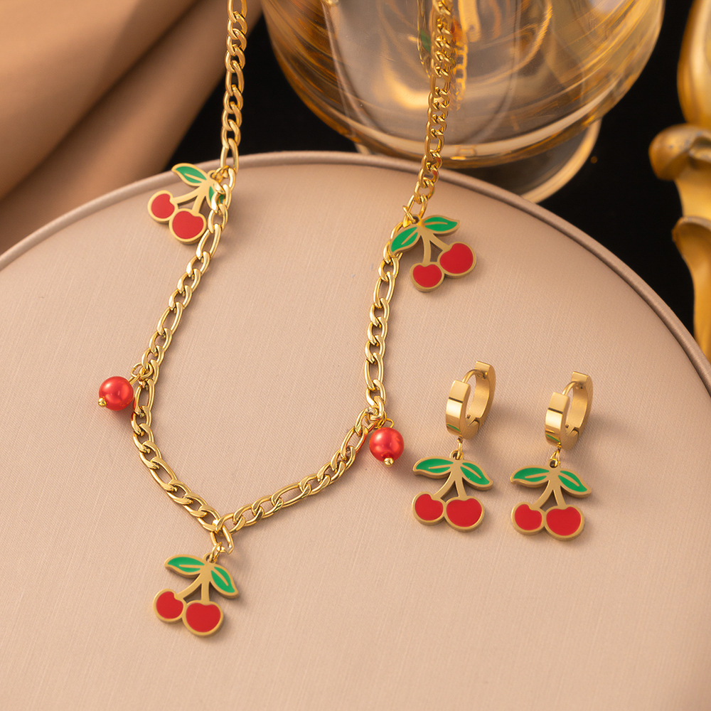 Juego de joyería de acero de titanio 2023 – collar, aretes, de alta gama, venta al por mayor