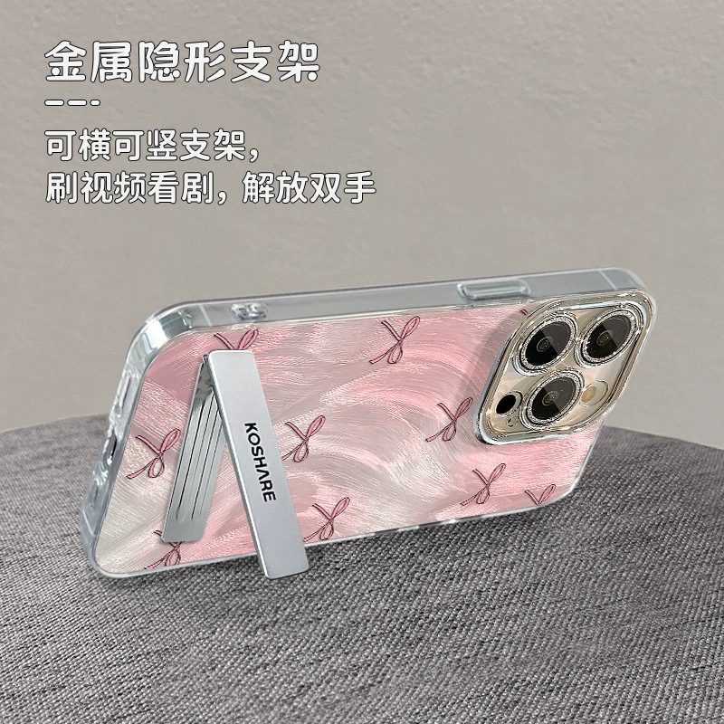 Apple, фуксийная трубка с бантом, совместимый браслет, iPhone16, iPhone16 Pro, чехол для телефона, объектив, стиль высокого качества, 13
