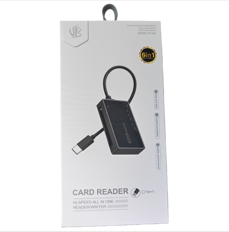 Ventas de la fábrica modelo privado lector de tarjetas USB2.0 HDHC teléfono móvil tarjeta de memoria de alta velocidad caja de contraseña seis en uno lector de tarjetas CF