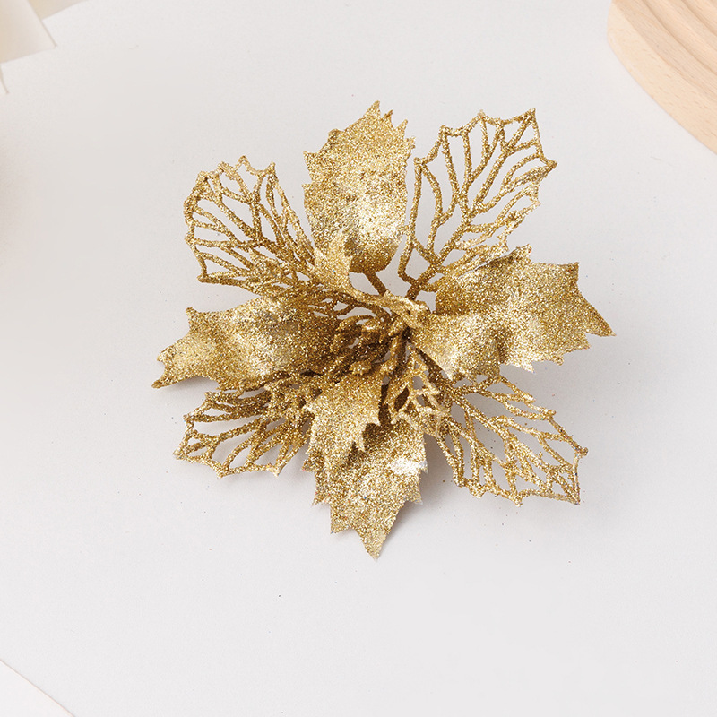 クリスマスゴールドパウダーフラワー 14 センチメートル三層クリスマスツリーペンダントクリスマス装飾花ホリデーギフトアクセサリーアマゾンホットスタイル|undefined