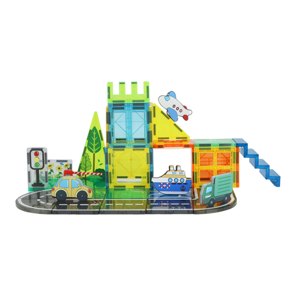 Magnetic World Children's Magnet Stick Impresión y montaje de juguetes educativos Película de construcción transfronteriza Bloques de construcción de ventanas de colores Juego de pegatinas magnéticas