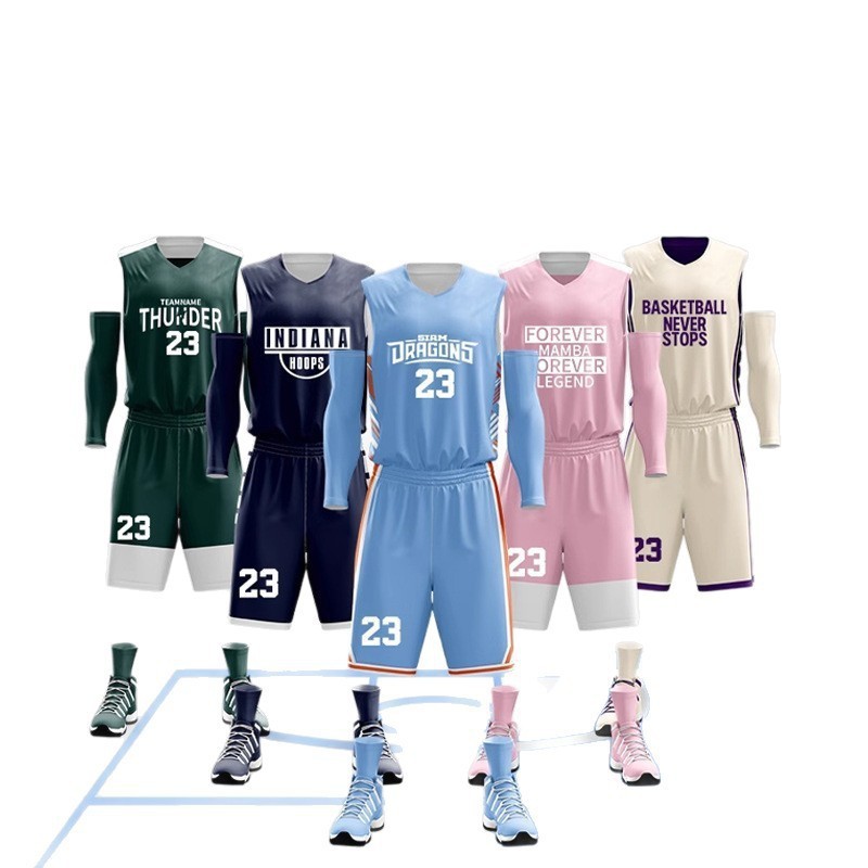 Basketball Uniform Double-Sided Mesh Suit Men's Summer Team Sports Game Reversible Pink Women's Quick-Drying Breathable Jersey