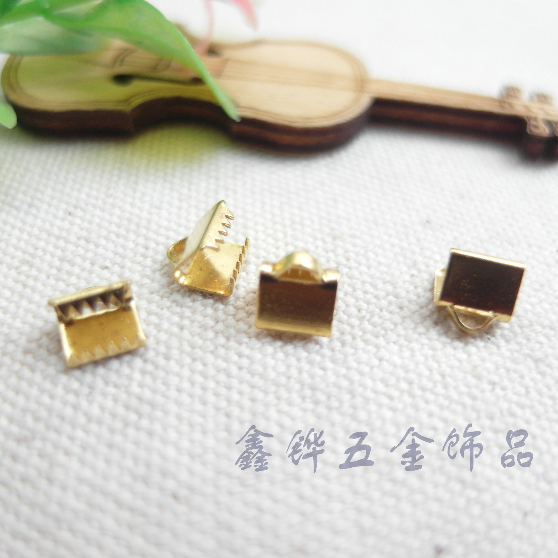 工厂直销黄铜光面马口夹绳夹尾夹双齿绳夹