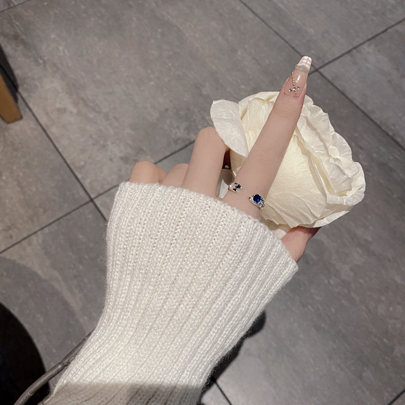 Fashion Geometric Sterling Silver Zircon Open Ring 1 Piece